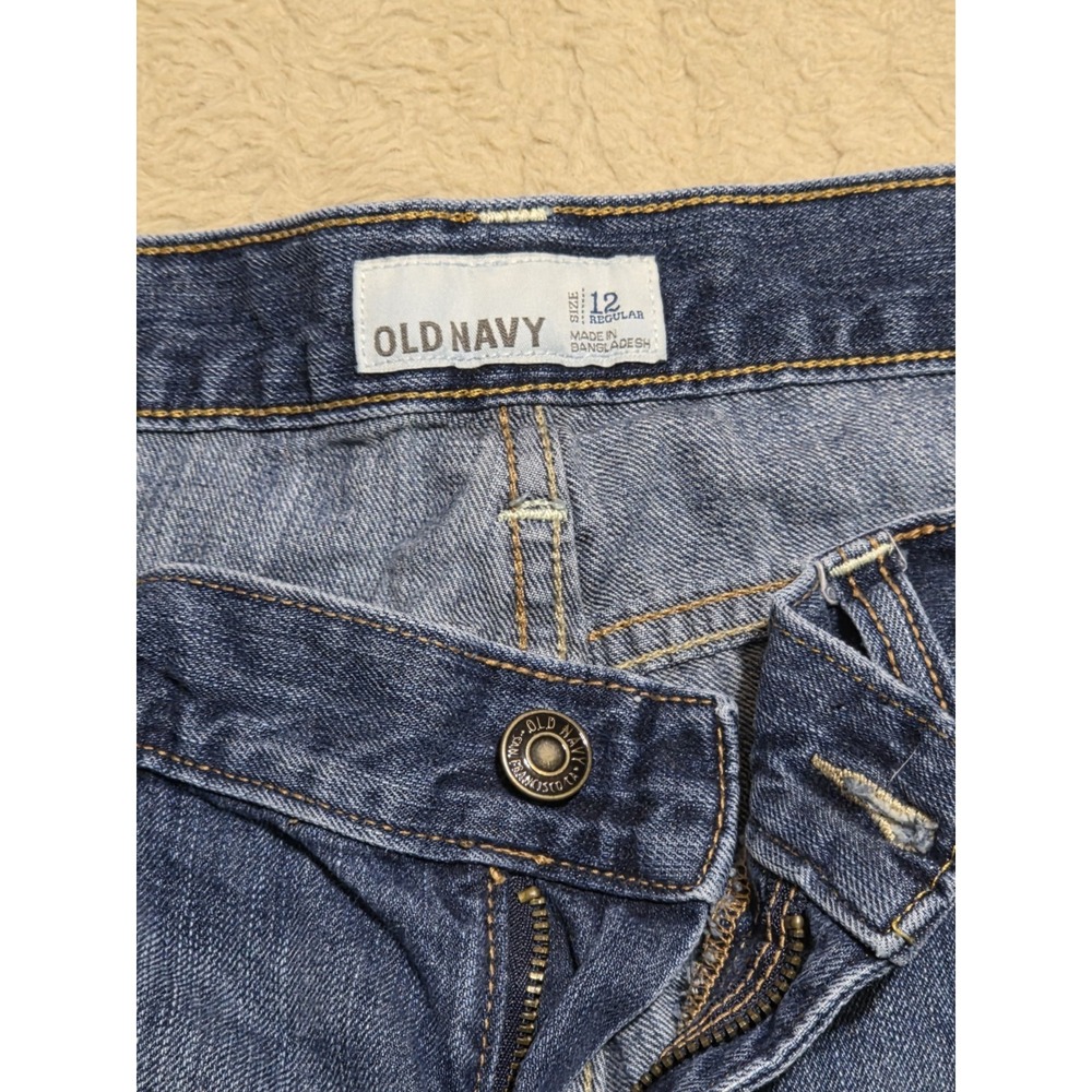 Old Navy Distressed Regular Straight Leg Jeans Size 12 - Picture 2 of 6
